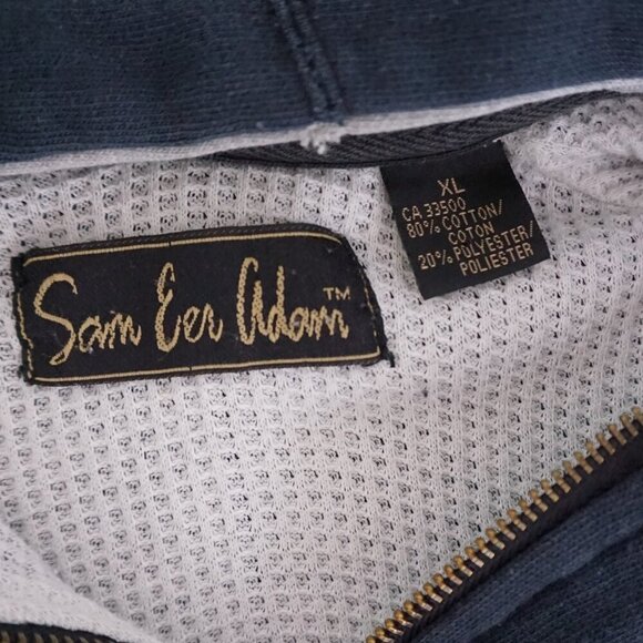 VTG '90s Sam Eer Adam Ferrari Navy Honeycomb Lined Zip Up Hoodie Sweatshirt XL - Picture 5 of 12